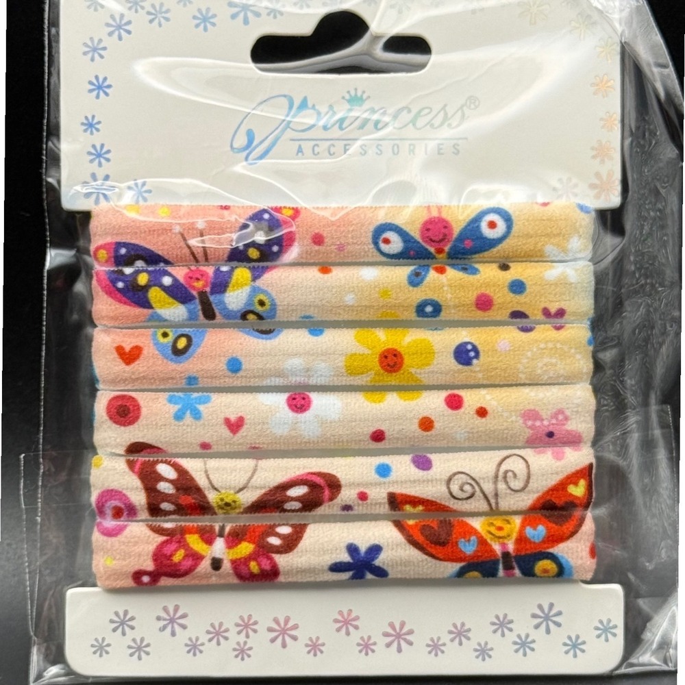 Princess Accessories Kids 6 Pack Butterfly Floral Soft Elastic Hair Headbands